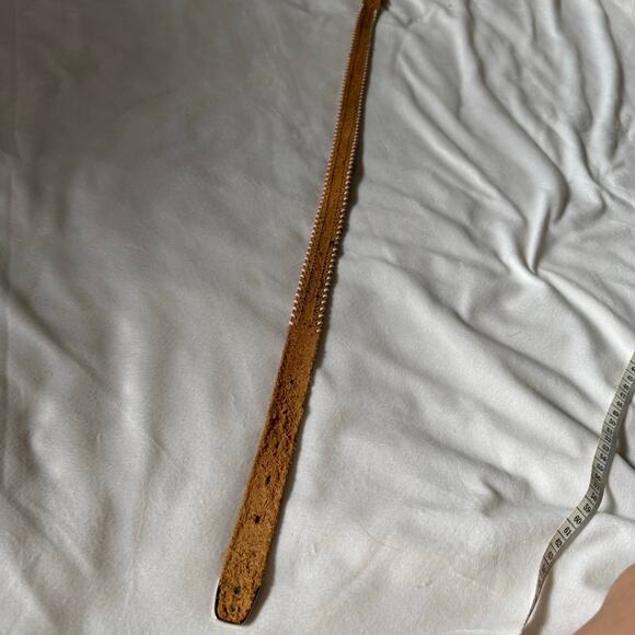 Womens Western Vintage Leather Beaded Belt Silver Buckle - Picture 6 of 7